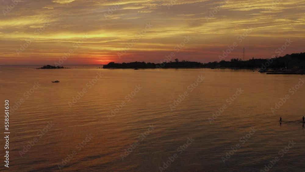 Aerial view of sunset on a beach in Phu Quoc Island, Vietnam Aerial view of sunset on a beach in Phu Quoc Island, Vietnam