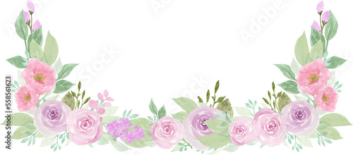 Pretty Pink And Purple Watercolor Floral Arrangement