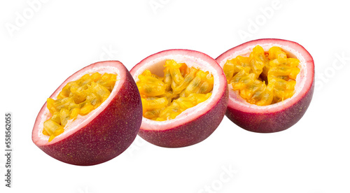half passion fruit isolated on transparent png