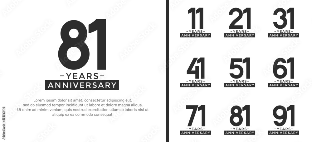 set of anniversary logo style black color on white background for celebration set of anniversary logo style black color on white background for celebration