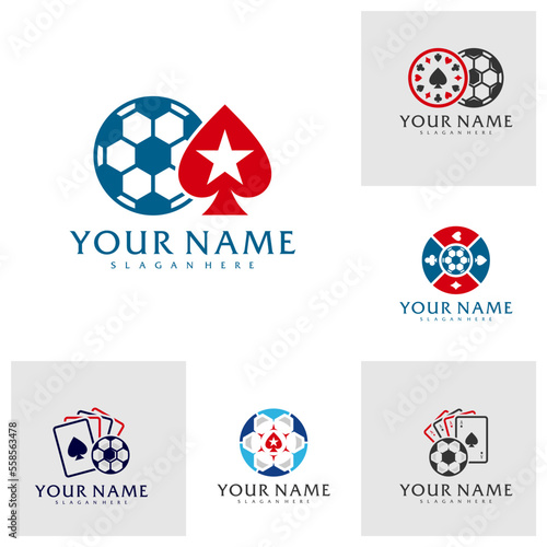 Set of Soccer Poker logo vector template, Creative Poker logo design concepts