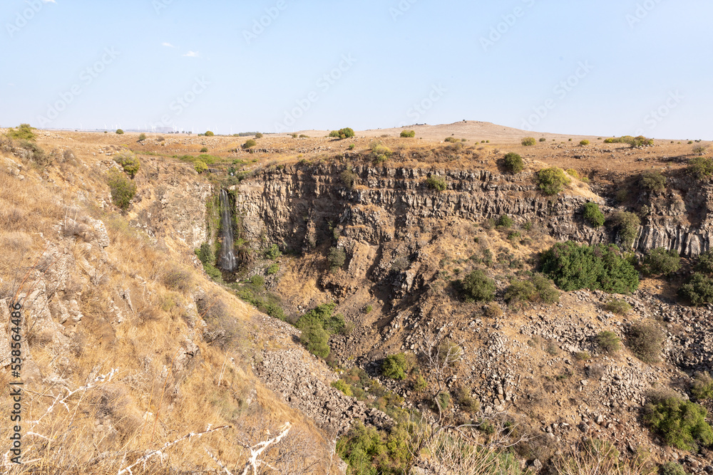 Gamla  falls on the Gamla stream in Gamla Nature Reserve, Golan Heights, northern Israel