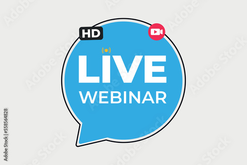 Vector live webinar stream button video learn design