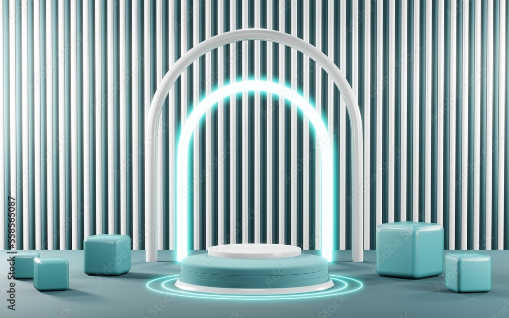 3D render of pastel template soft blue minimal background for show products