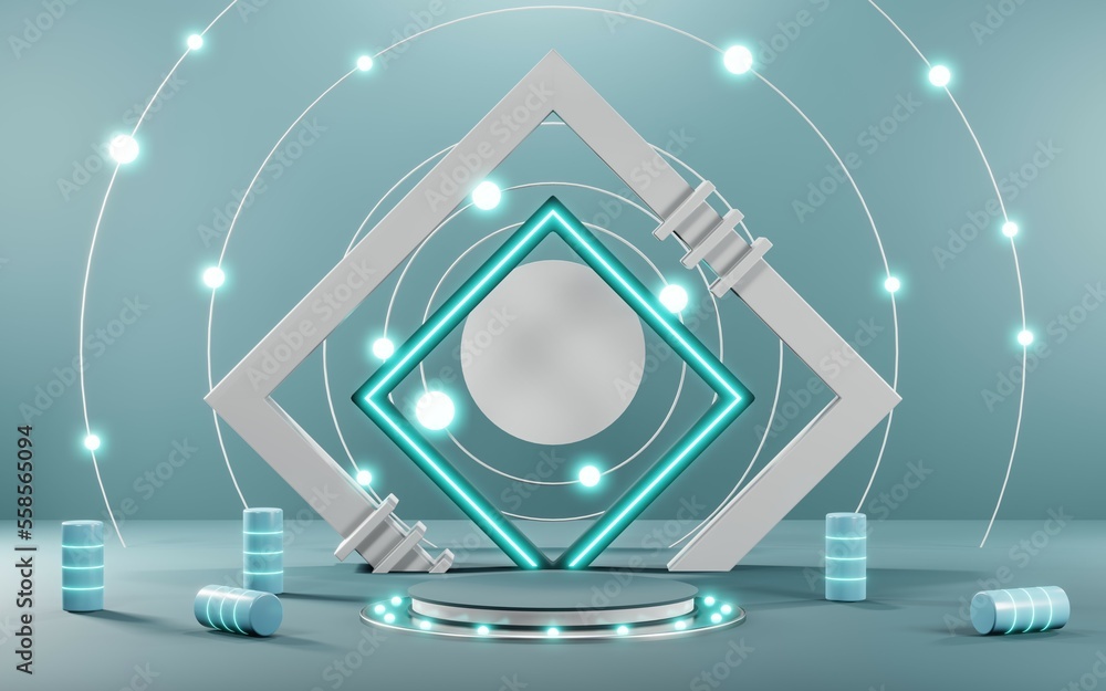 Naklejka premium 3D render of pastel template soft blue minimal background for show products