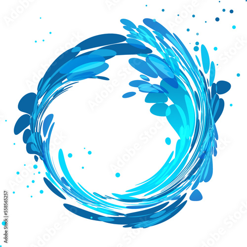 Water twisted splash round shape, vector illustration