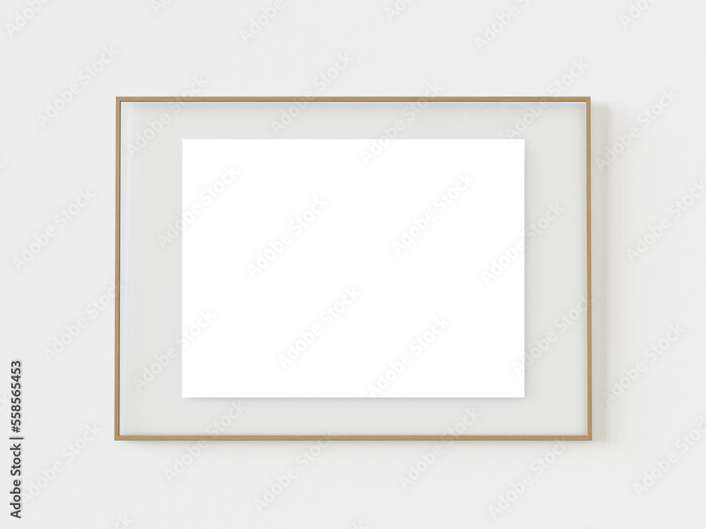 Wooden picture frame, Slim wooden frame 3d render. Wooden picture frame, Slim wooden frame 3d render.