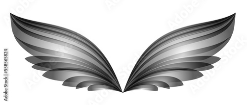 Black and white art wings, gray bird wings, vector illustration on a white background