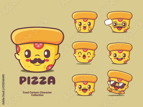 pizza cartoon character vector illustration