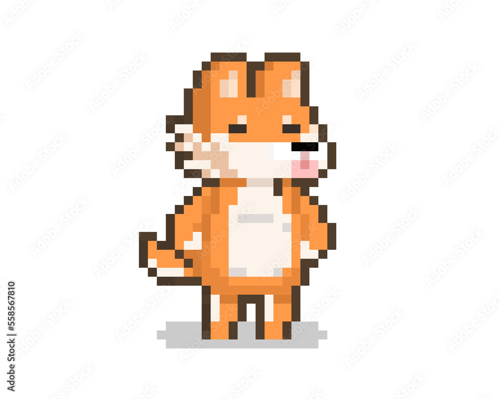 Obraz premium Pixel cartoon shiba dog character.