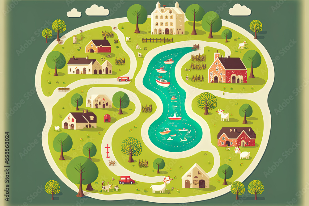 Route Plan For A Family Traveling With Children Passing Through A Town route-plan-for-a-family-traveling-with-children-passing-through-a-town