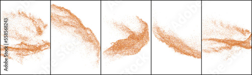 Set Of Abstract Sand Explosion Isolated On White Background. Digitally Generated Image. Vector Illustration, Eps 10.