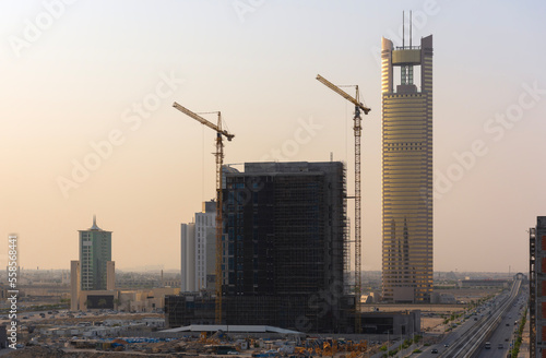 Riyadh, Saudi Arabia, KSA - December 29 2022 new buildings being constructed in Al YASAMINE north of Riyadh city