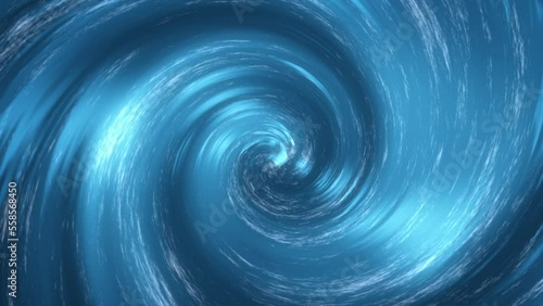Top view of Blue centered water vortex,3d animation. photo