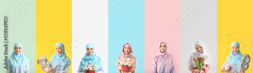 Set of Arabian women with g...