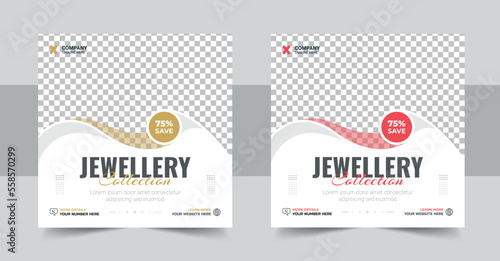 Jewelry social media post  web banner or square flyer design template  Ornament business social media post design