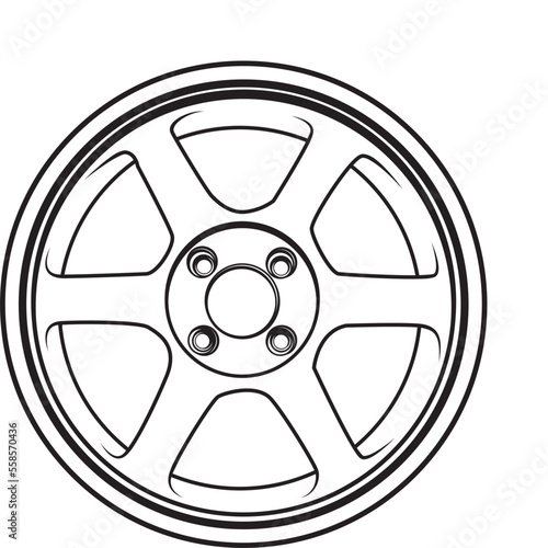 Car Wheel Hubcaps Vector Illustration Silhouette