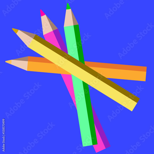 colorful pencils Vector illustration isolated on blue background