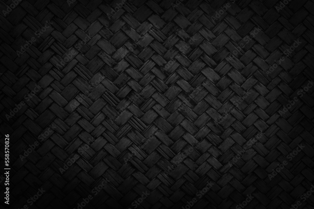 Old black bamboo weave texture background, pattern of woven rattan mat in vintage style. Old black bamboo weave texture background, pattern of woven rattan mat in vintage style.