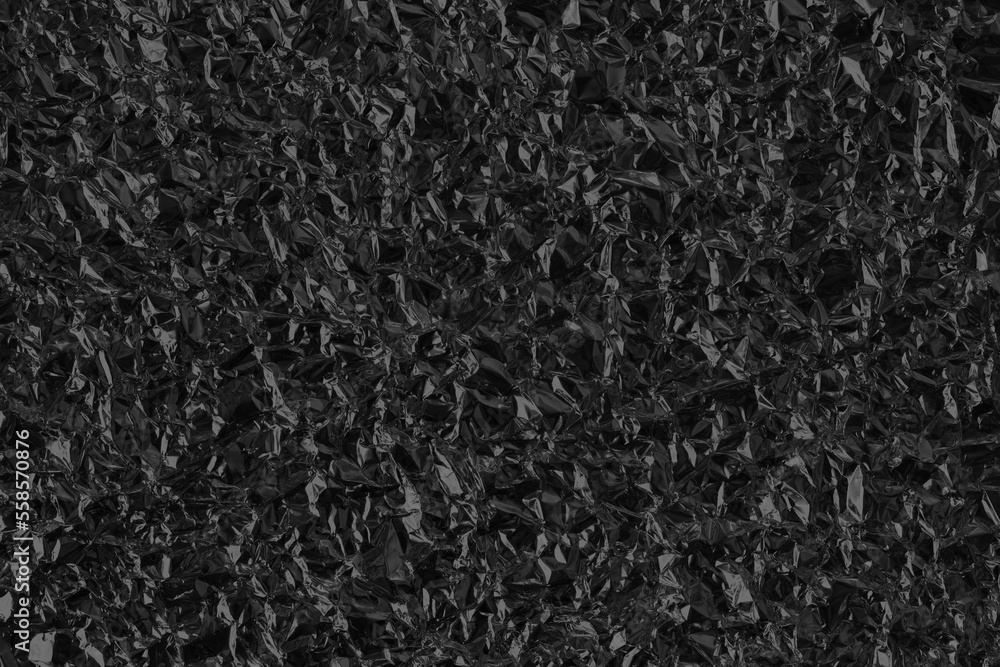Shiny black foil texture background, pattern of wrapping paper with crumpled and wavy. Shiny black foil texture background, pattern of wrapping paper with crumpled and wavy.