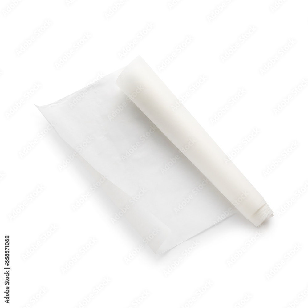 Roll of baking paper on white background Roll of baking paper on white background