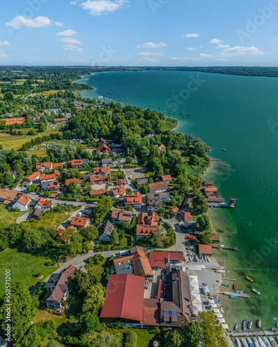 Utting am Ammersee im Luftbild - Ausblick zum nördlichen Seeufer photo