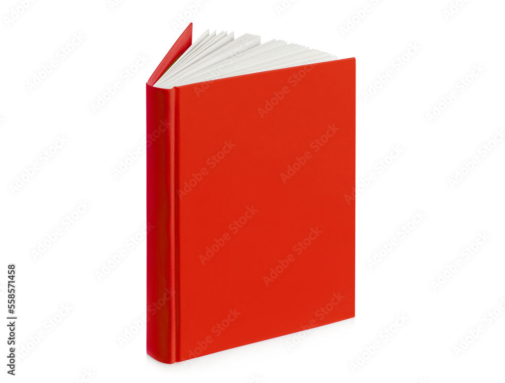 Red hard cover book, isolated on white background Red hard cover book, isolated on white background