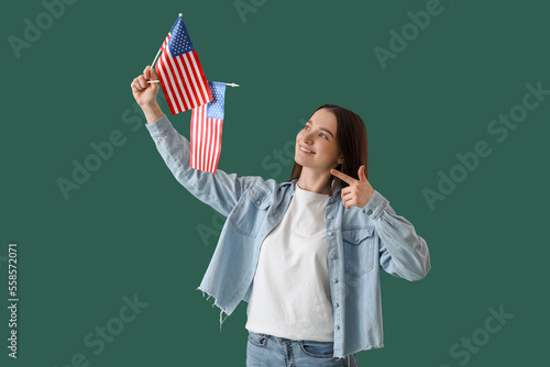 Young woman with USA flags ...