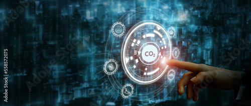 Technology for carbon neutrality concept. Environment and carbon management, climate change. Green business transformation and commitment for balancing between emitting carbon and absorbing carbon.