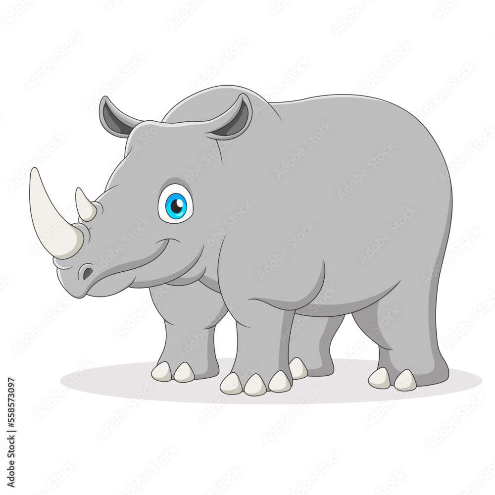 Cute rhinoceros cartoon with horns. Vector illustration Cute rhinoceros cartoon with horns. Vector illustration