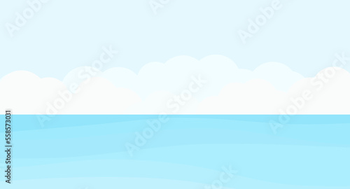 Abstract wave, blue sky and clouds vector. © Thanawat