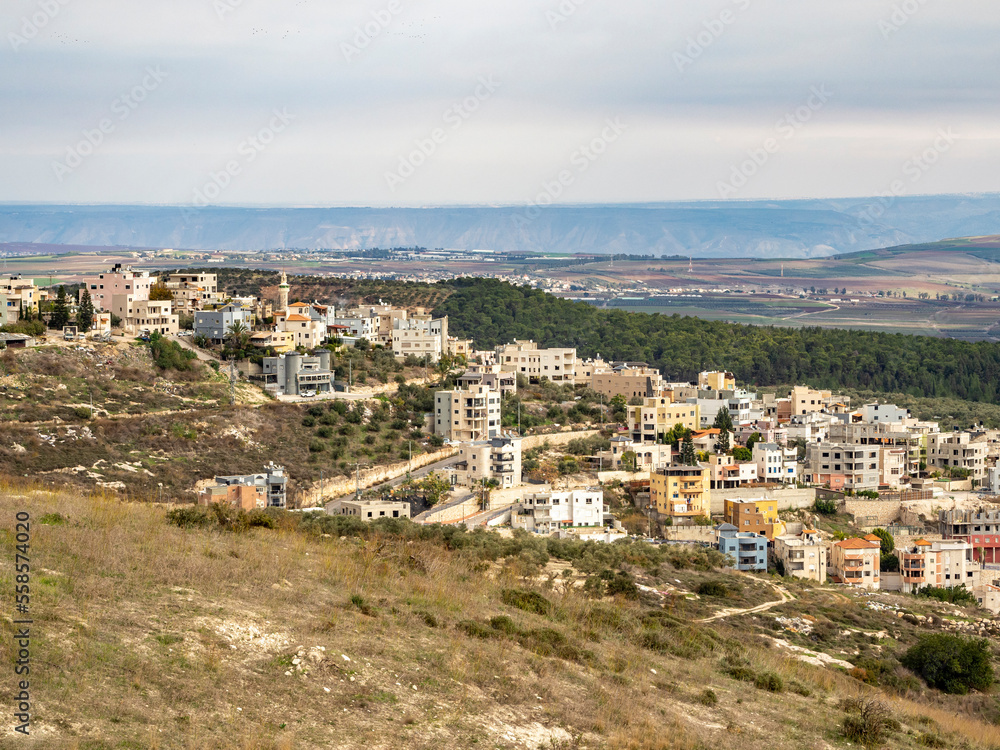 Arab villages at its foot, neighborhood Nazareth, Israel
