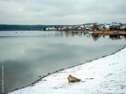 shore of the city pond near the city of Sysert in the Middle Urals photo