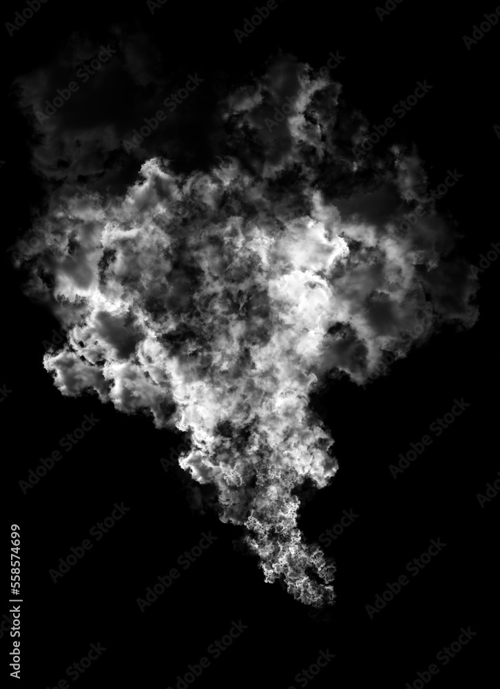 Abstract white puffs of smoke swirls overlay on black background pollution. Royalty high-quality free stock photo image of abstract smoke overlays on black background. White smoke explosion	
