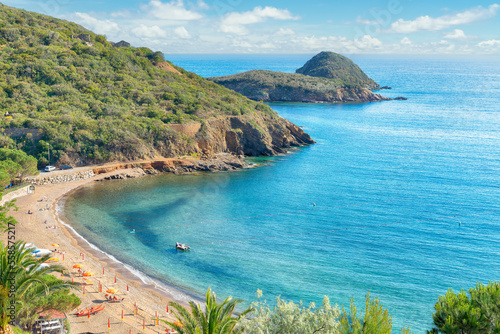 Landscape with Innamorata beach in Elba Island, Tuscany, Italy