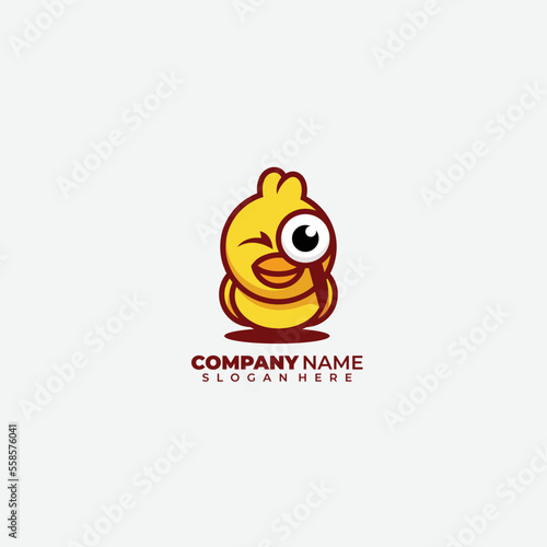 chick logo illustration design art icon template