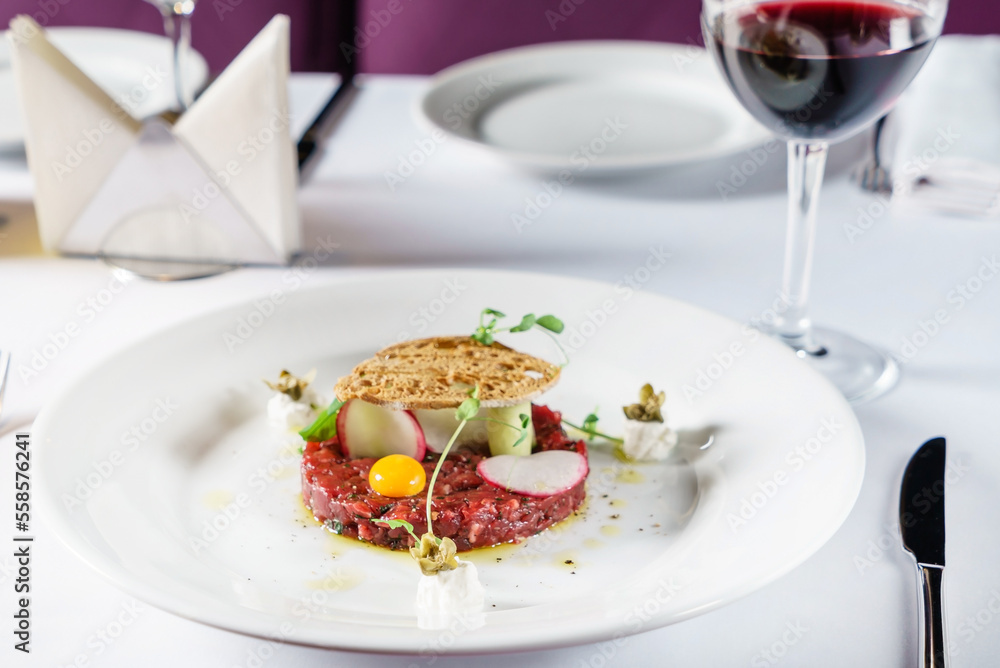 beef tartar with egg and wine beef tartar with egg and wine