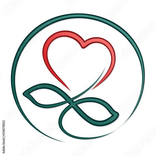 A symbol of a stylized heart flower.