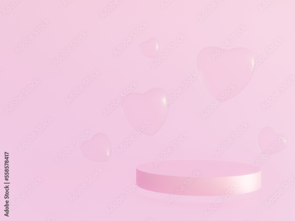 3D pink Valentine podium.