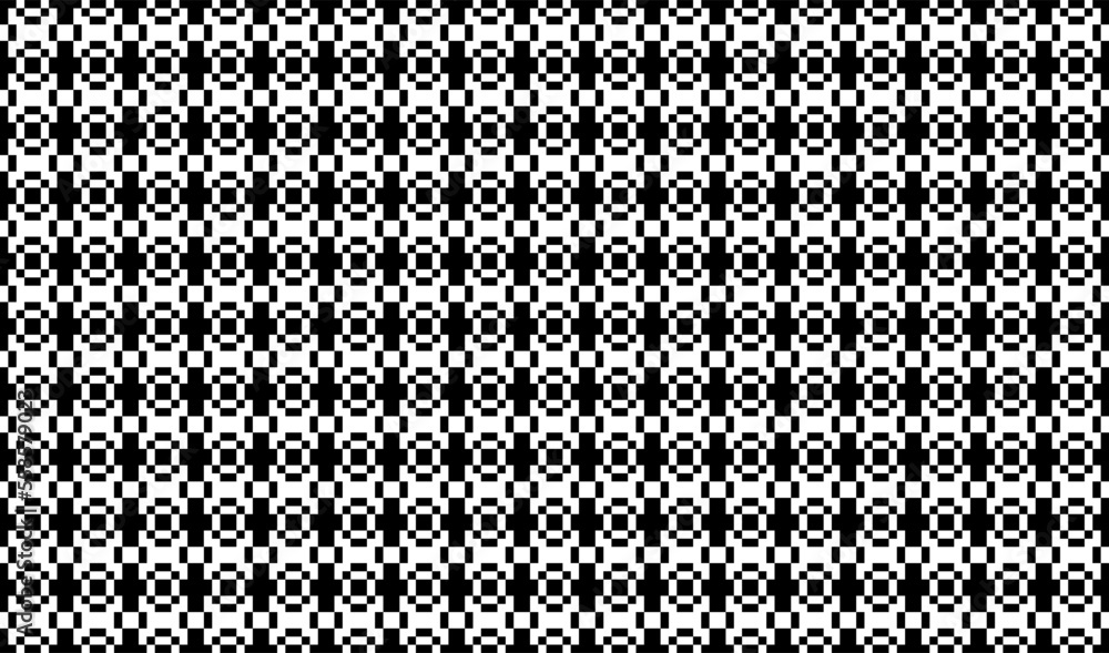 seamless pattern with numbers black and white element demask flower monocrome tile art fabric .   