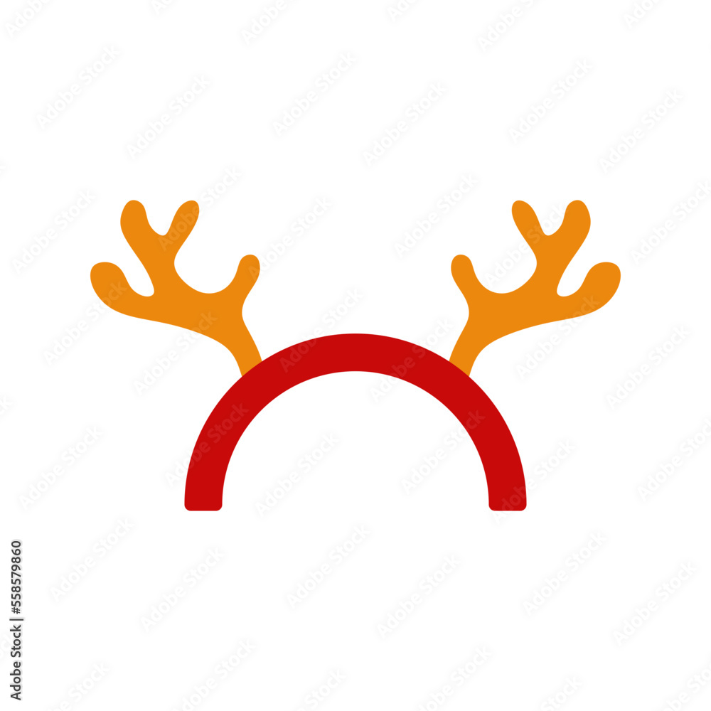 Obraz premium Red Flat Christmas Reindeer Hat