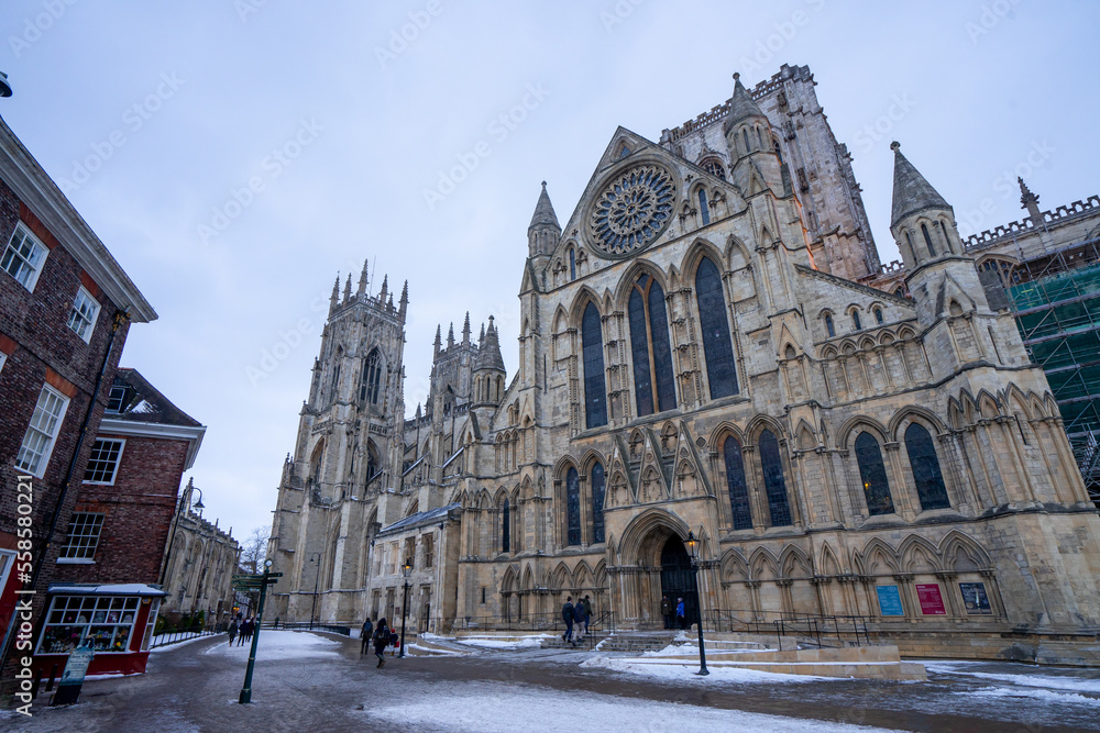 York Minster , Roman Catholic Gothic church and cathedral in York old town during winter evening at York , United Kingdom : 1 March 2018