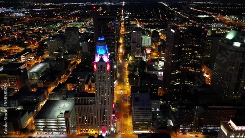 Aerial Downtown Night - Leveque Tower - Columbus, Ohio photo