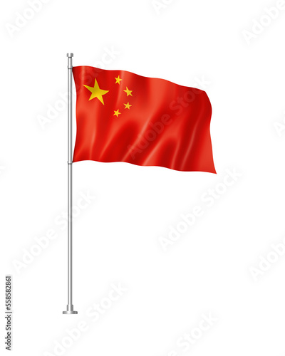 Chinese flag isolated on white photo