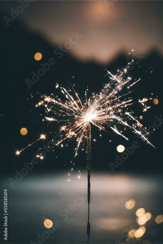 Fireworks, sparks, 2023 -happy new year decoration background HD photo 002