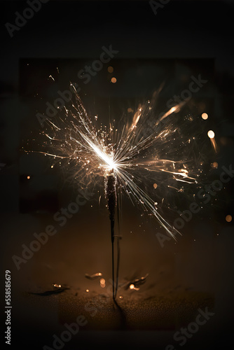 Fireworks, sparks, 2023 -happy new year decoration background HD photo 001