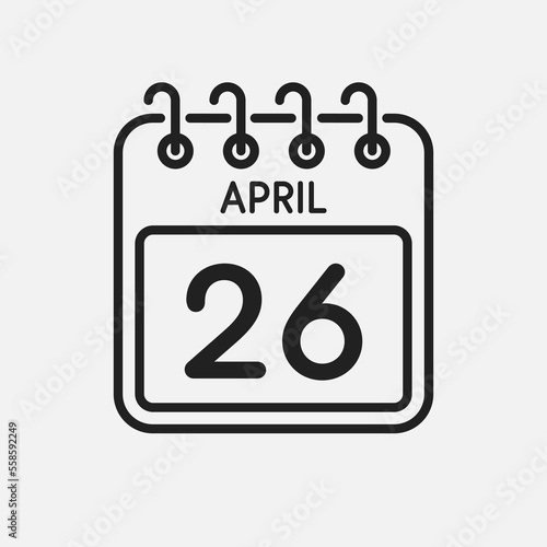 Icon page calendar day - 26 April