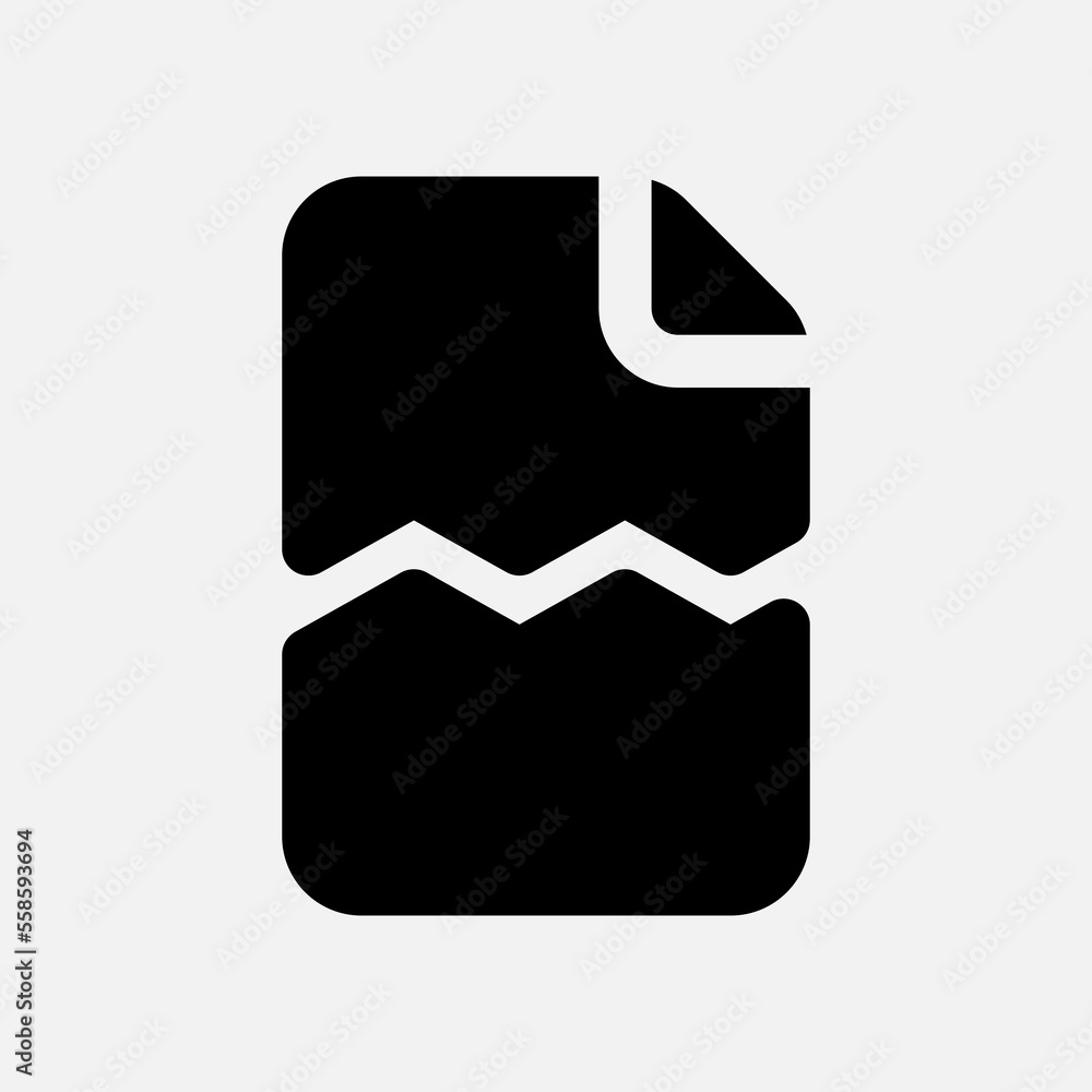 Corrupted file icon in solid style, use for website mobile app presentation Corrupted file icon in solid style, use for website mobile app presentation