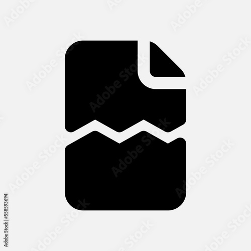 Corrupted file icon in solid style, use for website mobile app presentation