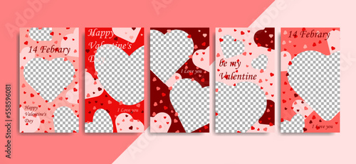 Story for social networking for valentine's day with pink tones. The concept of greetings for February 14 in social networks.